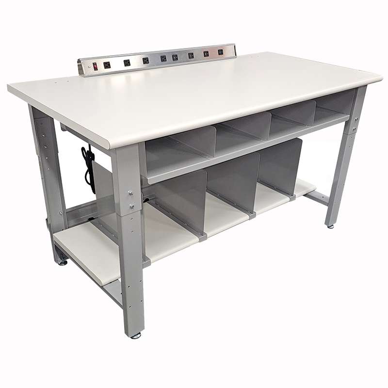Non-ESD Standard Adjustable Height Packing Bench with Gray Frame and White Laminate Top, 36"D x 72"L
